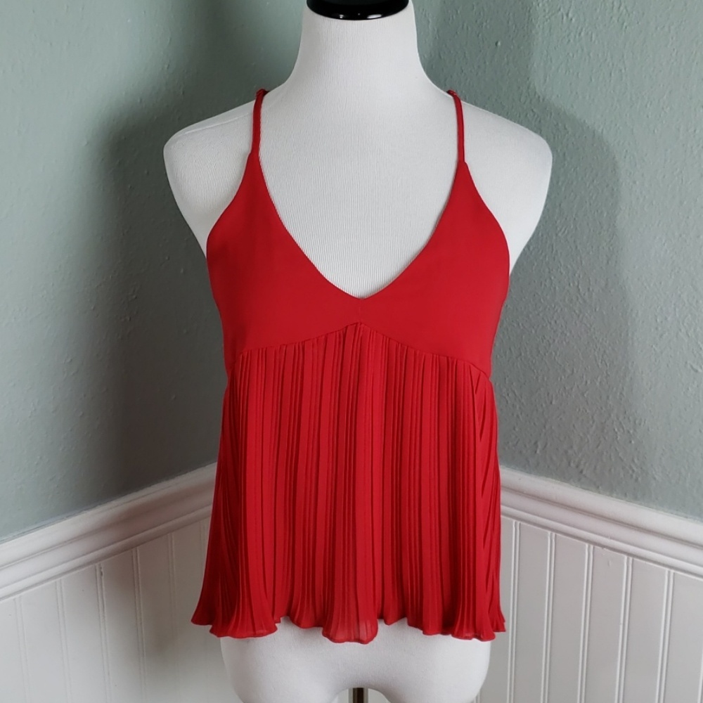 Anthro Paper Crane Pleated Tank Top